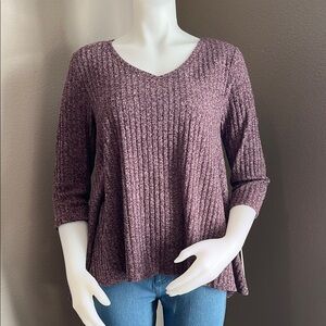 Sonoma Petite Purple Knit V-Neck Sweater